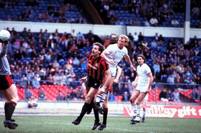 Chelsea's David Speedie scores his and Chelsea's first goal. (Photo by Hugh Hastings/Chelsea FC/Press Association Image)  (Photo by Hugh Hastings/Chelsea FC via Getty Images)