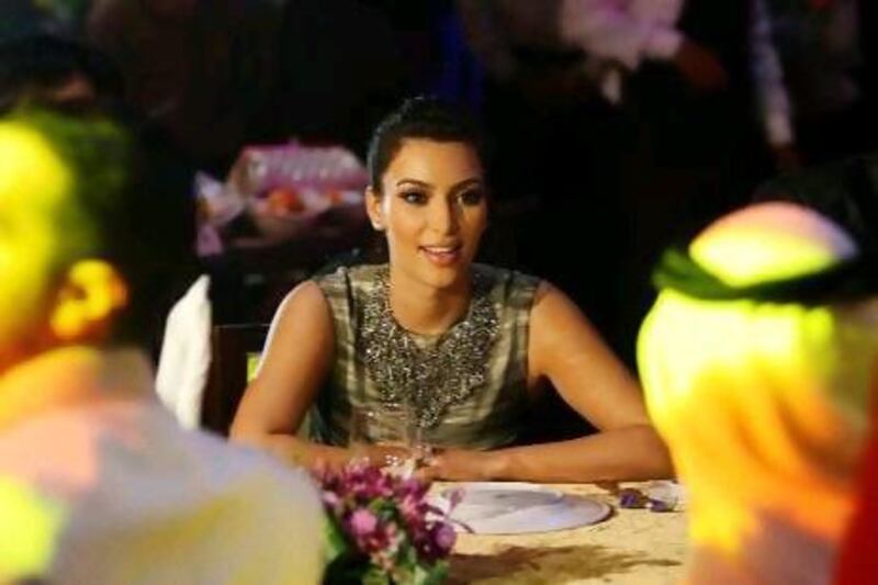 Kim Kardashian during a dinner at Ahlan restaurant in Abu Dhabi. Pawan Singh / The National