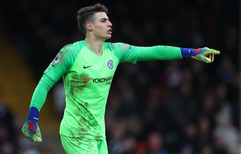 LONDON, ENGLAND - MARCH 03: Kepa Arrizabalaga of Chelsea  during the Premier League match between Fulham FC and Chelsea FC at Craven Cottage on March 03, 2019 in London, United Kingdom. (Photo by Catherine Ivill/Getty Images)