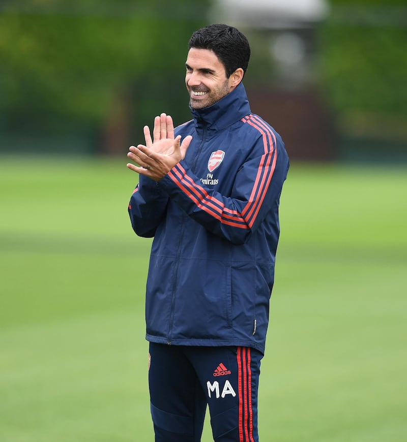 ST ALBANS, ENGLAND - JUNE 05: Arsenal Head Coach Mikel Arteta during a training session at London Colney on June 05, 2020 in St Albans, England. (Photo by Stuart MacFarlane/Arsenal FC via Getty Images)