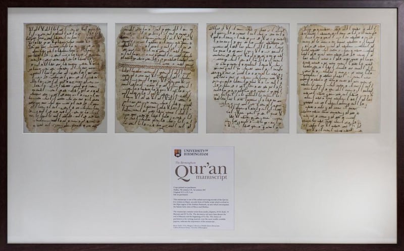 A print of the Birmingham Quran was gifted to Sheikh Mohammed bin Zayed by Prince Charles. Courtesy University of Birmingham