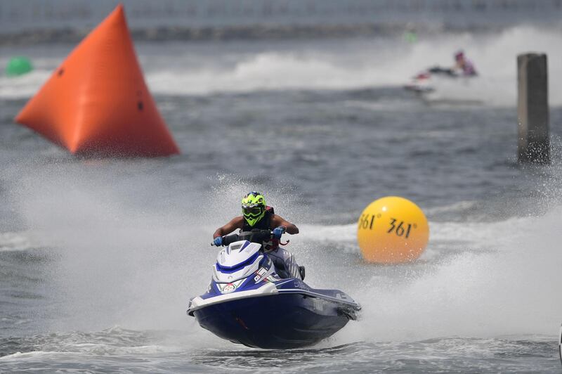 United Arab Emirates' Ali Allanjawi competes in the jetski sport runabout limited final during the 2018 Asian Games in Jakarta. AFP