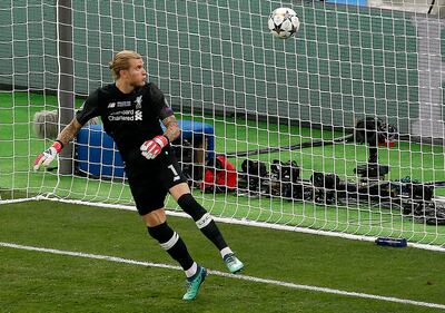 Loris Karius, then of Liverpool, looks at the ball after a fumble allowed Real Madrid's Gareth Bale to score in the 2018 Champions League final. AP Photo
