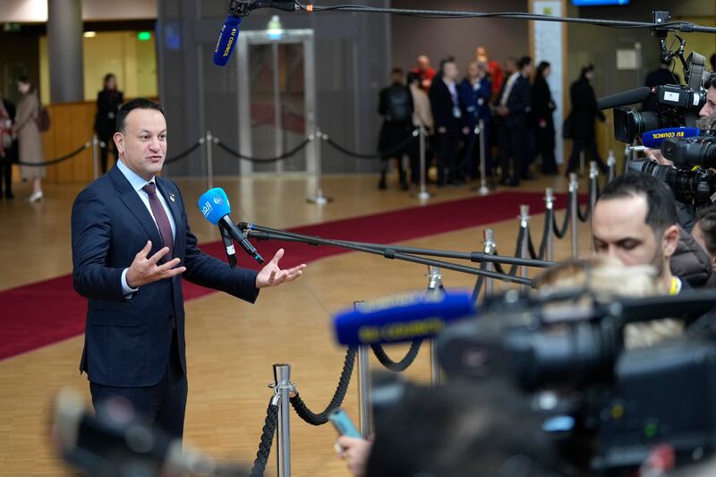 Leo Varadkar said there was 'no point in coming up with interim language' calling for 'rolling truces or on and off pauses'  as he left the Brussels summit. AP