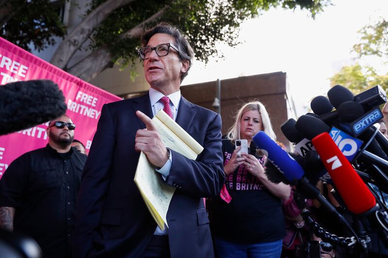 Britney Spears's attorney Mathew Rosengart outside the Stanley Mosk Courthouse in Los Angeles, after a judge suspended Jamie Spears from the conservatorship on September 29. EPA