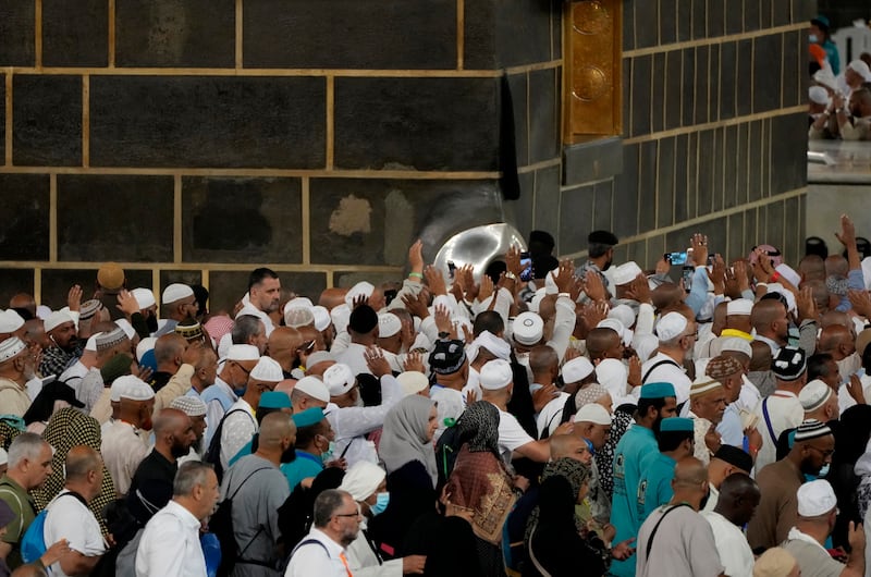 Muslims take part in Hajj rituals at the Kaaba in Makkah. AP