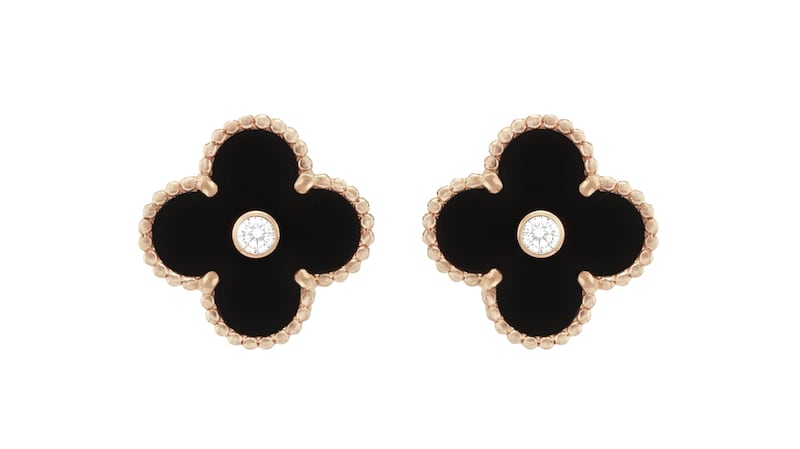 The brand's Alhambra earrings debut in black onyx. Courtesy Van Cleef & Arpels