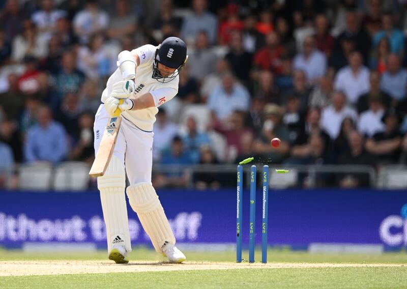 Stuart Broad of England is bowled by New Zealand's Tim Southee. Getty