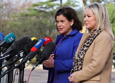 Sinn Fein Party leader Mary Lou McDonald and Vice President Michelle O'Neill. Reuters