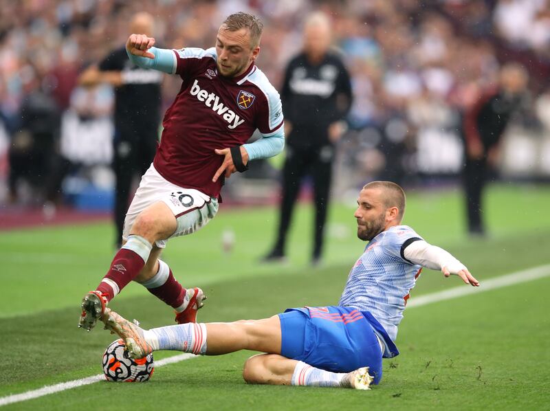 Luke Shaw - 7: Offered an outlet on left as he got forward and drove a shot at goal after 27 minutes. Made more key passes (five) than any player on the pitch. Handball led to West Ham penalty in 93. He was gutted, but could smile when it was saved. Reuters