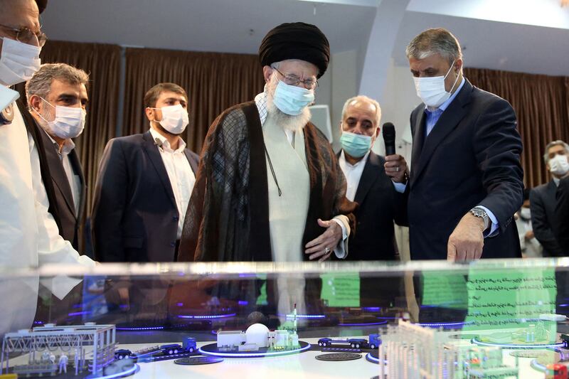 Iran's supreme leader Ayatollah Ali Khamenei visits a nuclear industry exhibition in Tehran in June 2023. AFP