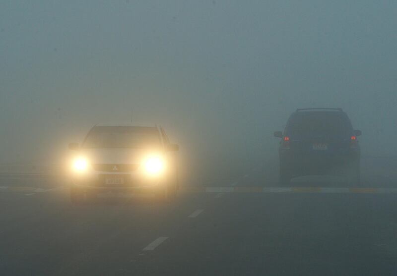 Abu Dhabi, United Arab Emirates, January 19, 2021.   Fog at Khalifa City at 7:52 a.m.  Victor Besa/The National Section:  NA/Weather