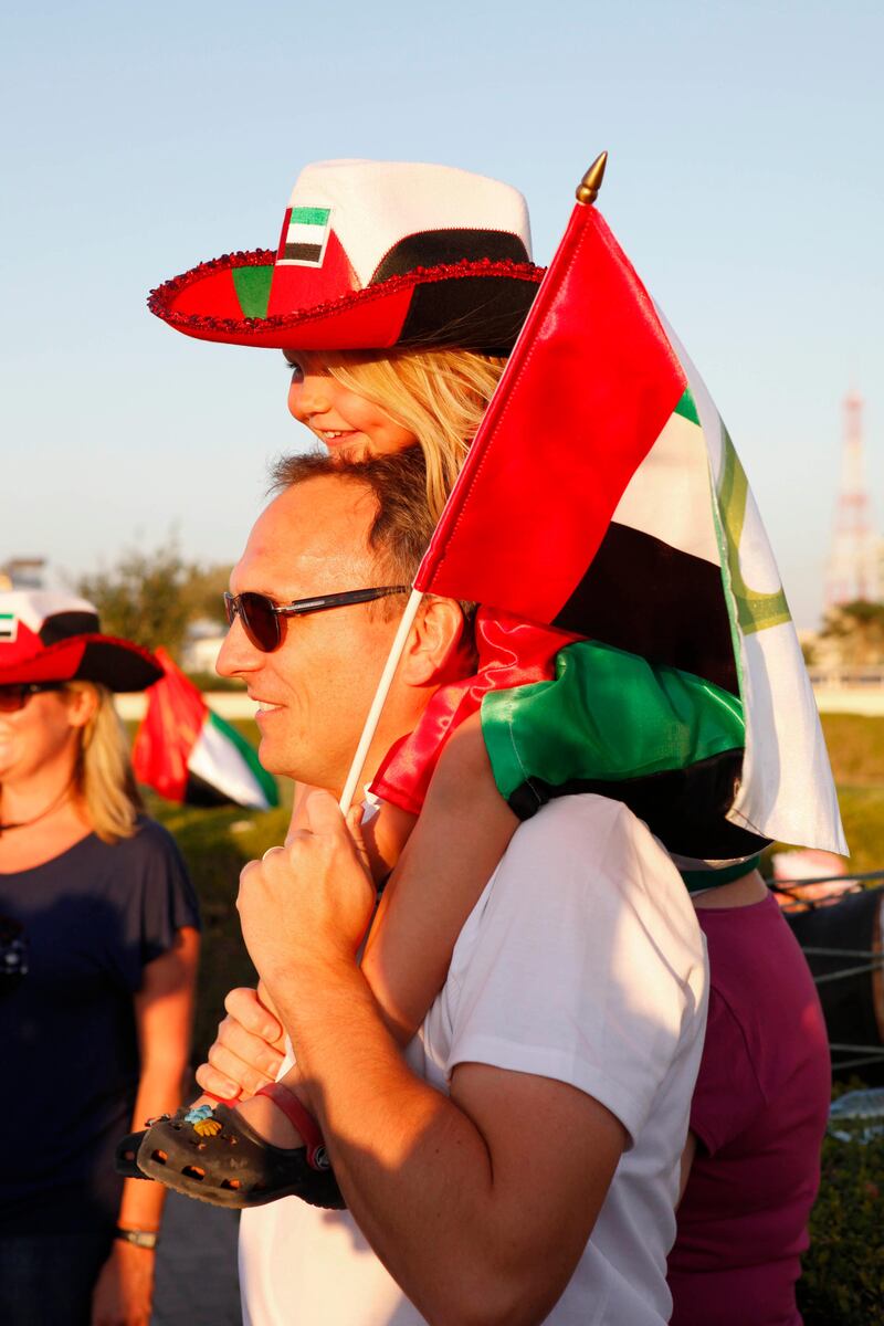 December 02. The Loyalty March down Diyafa Rd to Union House organized by the Dubai Camel Racing Club. December 02, Dubai, United Arab Emirates (Photo: Antonie Robertson/The National)