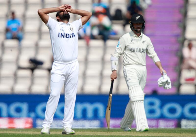 India's Mohammed Shami, left, reacts in Southampton on Wednesday .AP