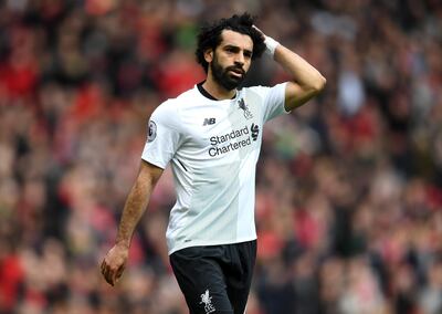 MANCHESTER, ENGLAND - MARCH 10:  Mohamed Salah of Liverpool reacts during the Premier League match between Manchester United and Liverpool at Old Trafford on March 10, 2018 in Manchester, England.  (Photo by Michael Regan/Getty Images)