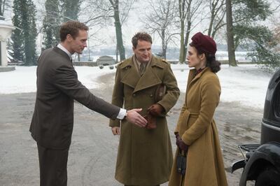 Alexander Skarsgård, Jason Clarke and Keira Knightley in the film THE AFTERMATH. David Appleby / Fox Searchlight