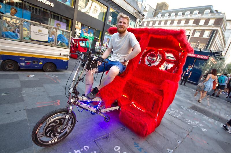 Melihcan Vuraler owns three pedicabs, two of which he rents out. Shahzad Sheikh for The National