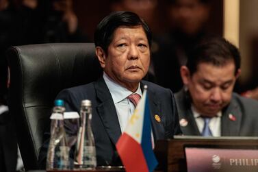 Philippines’ President Ferdinand Marcos Jr.  attends the 18th East Asia Summit as part of the 43rd Association of Southeast Asian Nations (ASEAN) Summit in Jakarta on September 7, 2023.  (Photo by Yasuyoshi CHIBA  /  POOL  /  AFP)