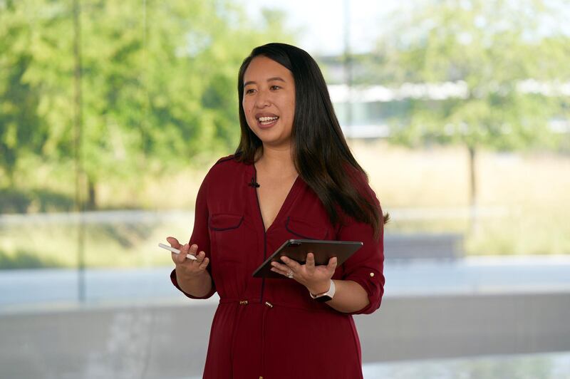 Apple's Jenny Chen speaks during the keynote address at the 2020 Apple Worldwide Developers Conference (WWDC) at Apple Park in Cupertino, California, U.S.  REUTERS