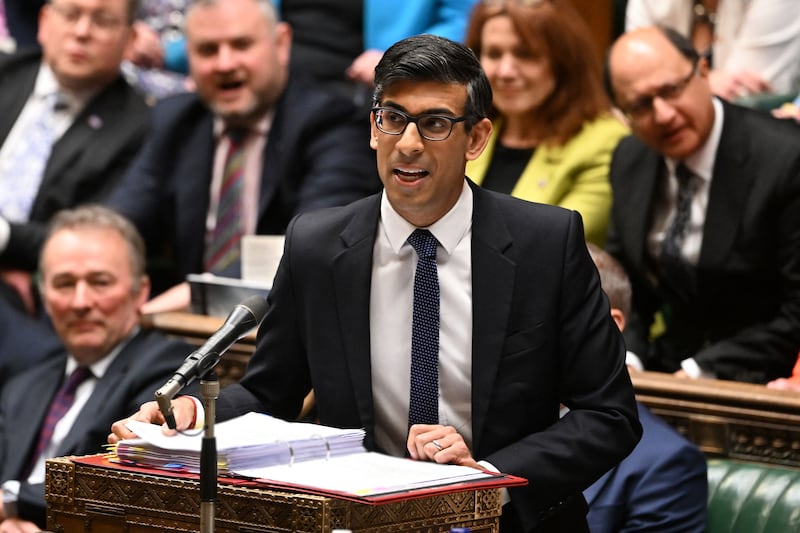 UK Prime Minister Rishi Sunak speaks during the weekly session of Prime Minister's Questions at the House of Commons. AFP