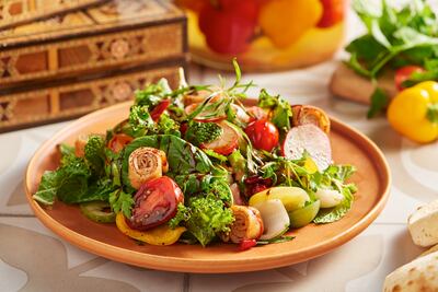 A fattoush salad served at iftar at Garage in the W Abu Dhabi - Yas Island. 