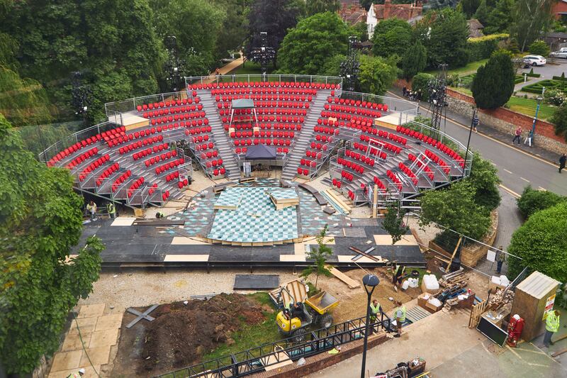 The construction site for the Lydia & Manfred Gorvy Garden Theatre