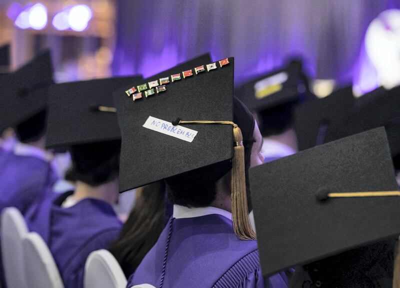 Abu Dhabi United Arab Emirates -Graduates of NYU Abu Dhabi.  Leslie Pableo for The National