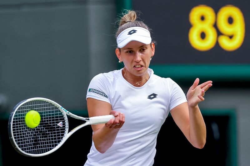 Elise Mertens returns to Ons Jabeur. EPA