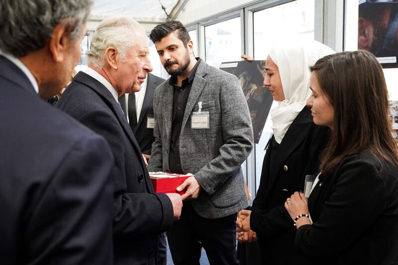 The king was launching Syria's House, a temporary community tent where members of the Syrian community can gather to support those affected by the earthquake. AFP