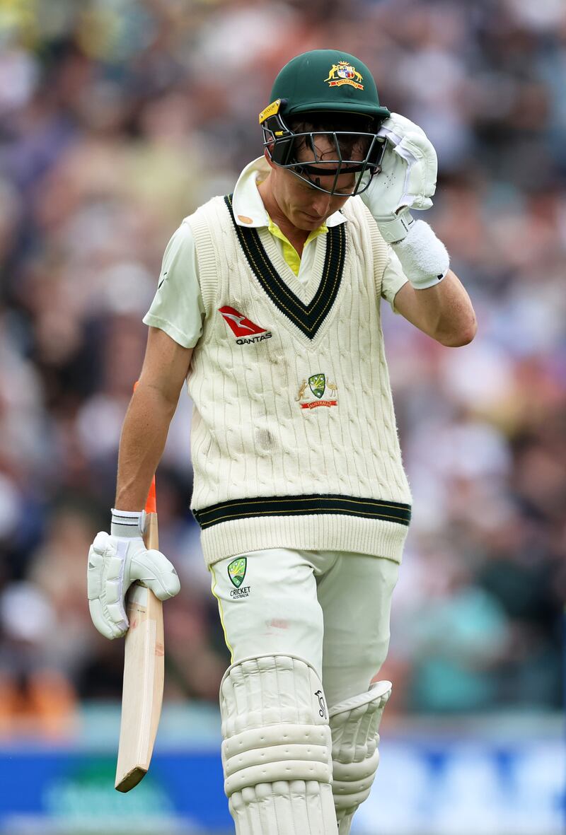 Marnus Labuschagne of Australia after being dismissed by Mark Wood. Getty