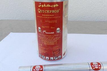 Aluminium phosphide has been banned from public sale in the UAE since 2009. Courtesy Dubai Municipality