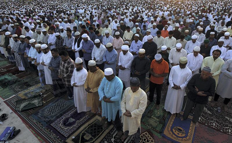 Dubai, June, 15, 2018: Thousands gather at the Eidgah in Deira to offer Eid Prayers in Dubai. Satish Kumar for the National