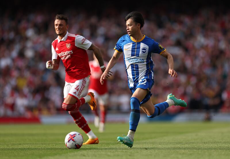 RW: Kaoru Mitoma (Brighton). No goals, no assists (so no help for Fantasy Premier League managers) but the Japanese winger was the best player on the pitch against Arsenal. Mitoma pulled the Gunners apart and tracked back to help out his team defensively.  Getty