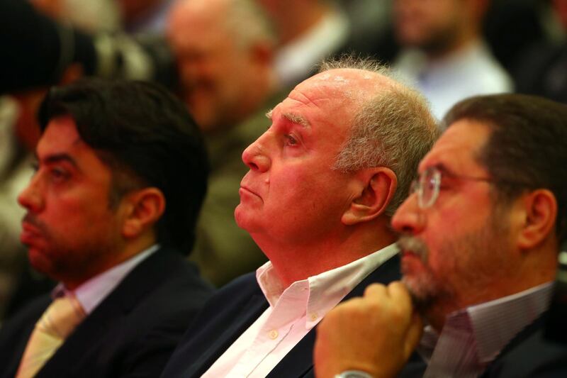 Bayern Munich president Uli Hoeness looks on during the presentation. Reuters