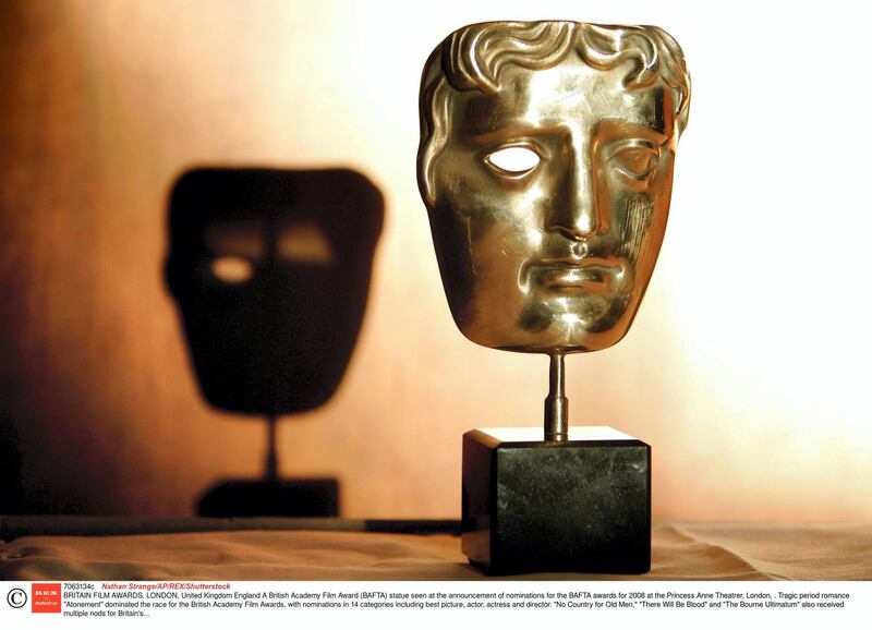 Mandatory Credit: Photo by Nathan Strange/AP/REX/Shutterstock (7063134c)
A British Academy Film Award (BAFTA) statue seen at the announcement of nominations for the BAFTA awards for 2008 at the Princess Anne Theatrer, London, . Tragic period romance "Atonement" dominated the race for the British Academy Film Awards, with nominations in 14 categories including best picture, actor, actress and director. "No Country for Old Men," "There Will Be Blood" and "The Bourne Ultimatum" also received multiple nods for Britain's equivalent of the Oscars, organizers announced Wednesday. The prizes, to be awarded at a ceremony at London's Royal Opera House on Feb. 10, are considered an important indicator of prospects at the Academy Awards in Los Angeles next month
BRITAIN FILM AWARDS, LONDON, United Kingdom England