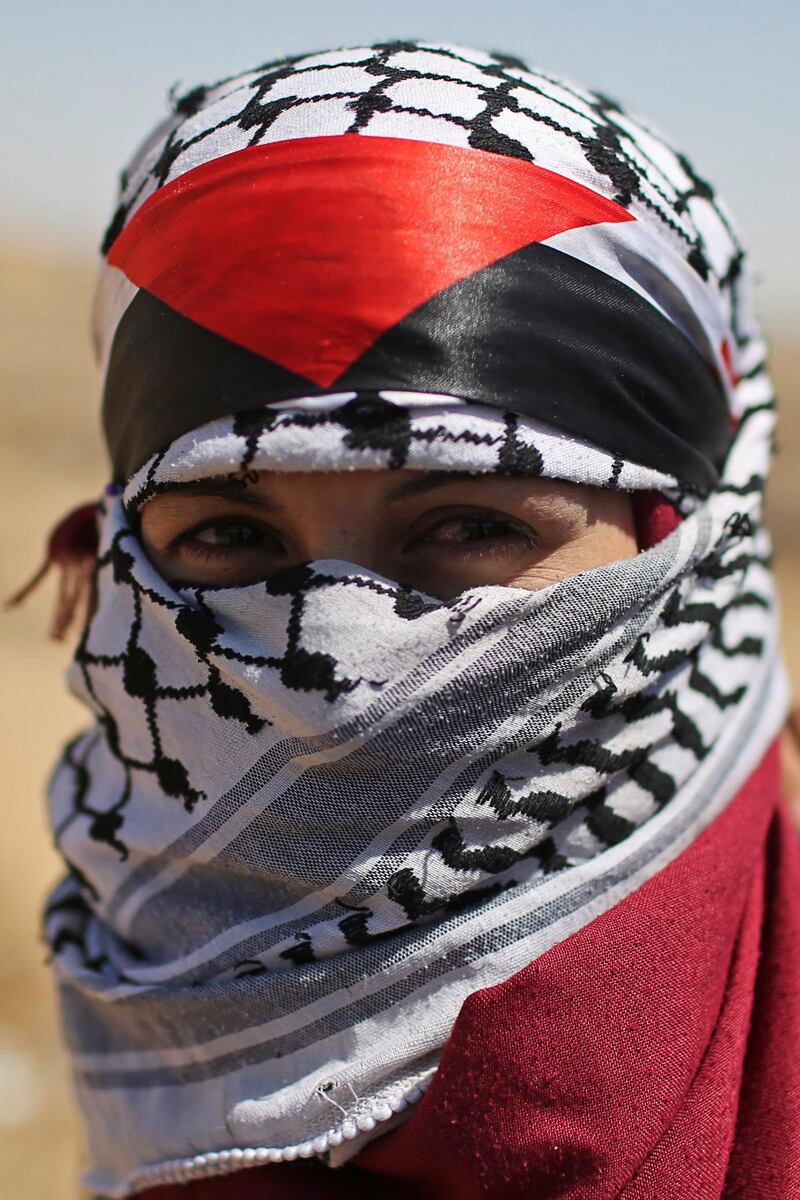 A Palestinian demonstrator looks on during a protest marking the 71st anniversary of the 'Nakba'. Reuters