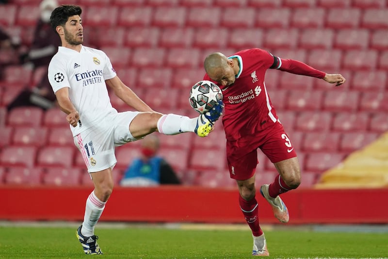 Marco Asensio - 5. A quiet night for the 25-year-old. Real’s emphasis was on stopping Liverpool getting back into the tie and he saw too little of the ball. AP