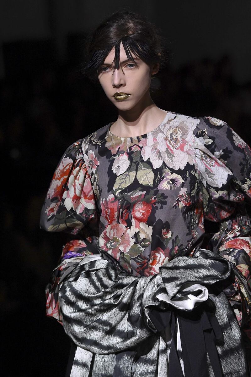 Faded florals and smokey tiger stripes at Dries Van Noten and Christian Lacroix, for Spring-Summer 2020. AFP
