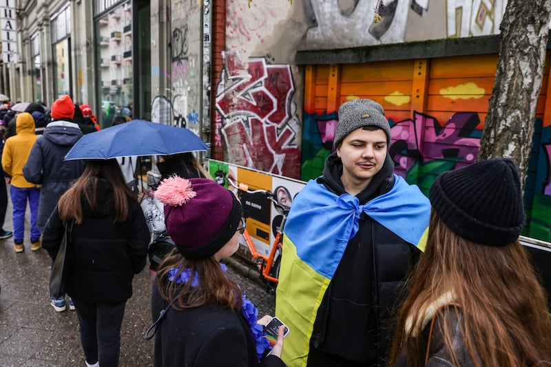 The 'Beacon of Ukraine', a gathering at Markthalle Neun in Berlin, bringing together refugees and NGOs as well as showcasing Ukrainian culture. Getty Images