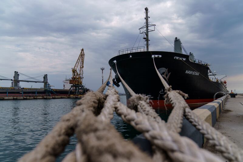 The first shipment of Ukrainian grain left the port of Odesa, bound for Tripoli in Lebanon, Infrastructure Minister Oleksandr Kubrakov said. AP