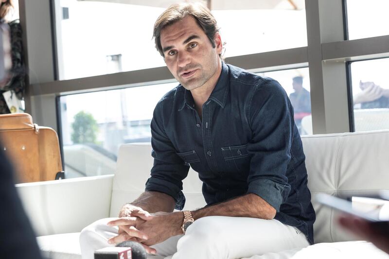 DUBAI, UNITED ARAB EMIRATES. 24 FEBRUARY 2019. Roger Federerl at a media round table ahead of the Dubai Duty Free Tennis Championships. (Photo: Antonie Robertson/The National) Journalist: John McAuley. Section: Sport.