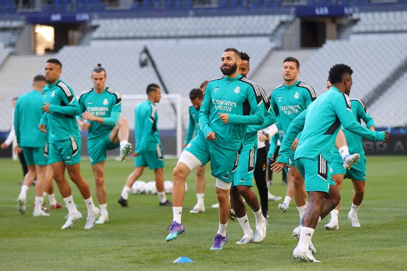 Real Madrid players during a training session at Stade de France. Getty