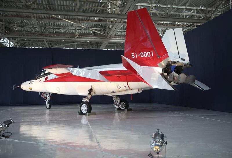 A prototype of the first Japan-made stealth fighter at a Mitsubishi Heavy Industries' factory in central Japan.  Kiyoshi Takenaka / Reuters