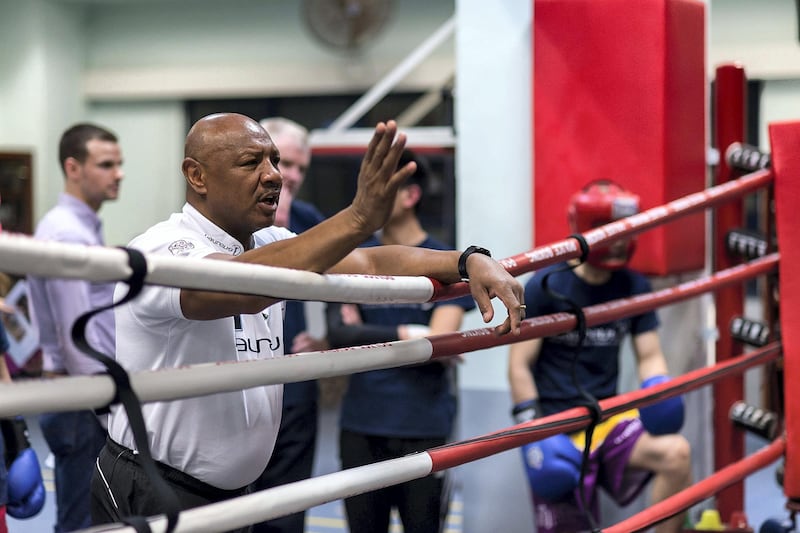 HONG KONG - MARCH 05:  Laureus Academy Member Marvelous Marvin Hagler participates in a session with youth at Hong Kong Police Boxing Club at Tai Po District on March 5, 2015 in Hong Kong. Laureus supported-project Operation Breakthrough utilises sport as a means to help, rehabilitate and enhance opportunities for Youth. The programme helps to fight crime, reduce juvenile delinquency and recidivism amongst youth from low income immigrant communities.  (Photo by Anthony Kwan/Getty Images for Laureus)