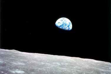 This photo taken by astronaut William Anders from lunar orbit on December 24, 1968 shows "Earthrise". Nasa