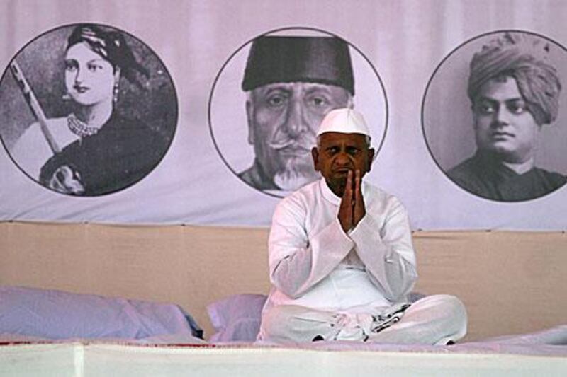 Anna Hazare is on hunger strike to pass a tougher version of an anti-corruption bill.