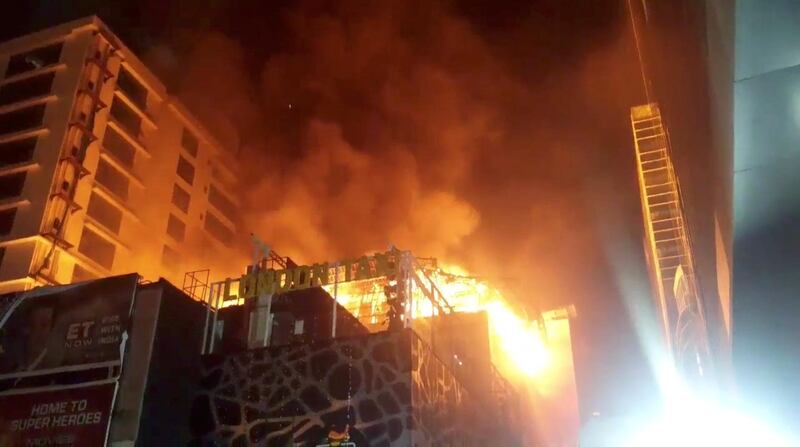 Fire rages at a multi-storey building housing restaurants and offices at the Kamala Mills compound in  Mumbai, India on December 29, 2017. Poonam Burde via Reuters