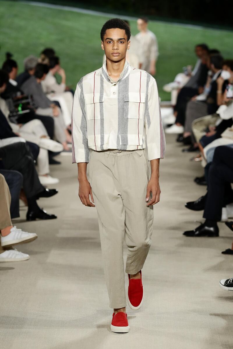 A model walks the runway during the Giorgio Armani show at Milan Men's Fashion Week on June 21, 2021 in Milan, Italy. Getty Images