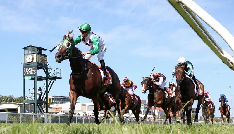 Jockey Zac Spain guides Morvada to victory in the John Dillon Stakes during Melbourne Racing at Caulfield Racecourse on Saturday, January 25. Getty