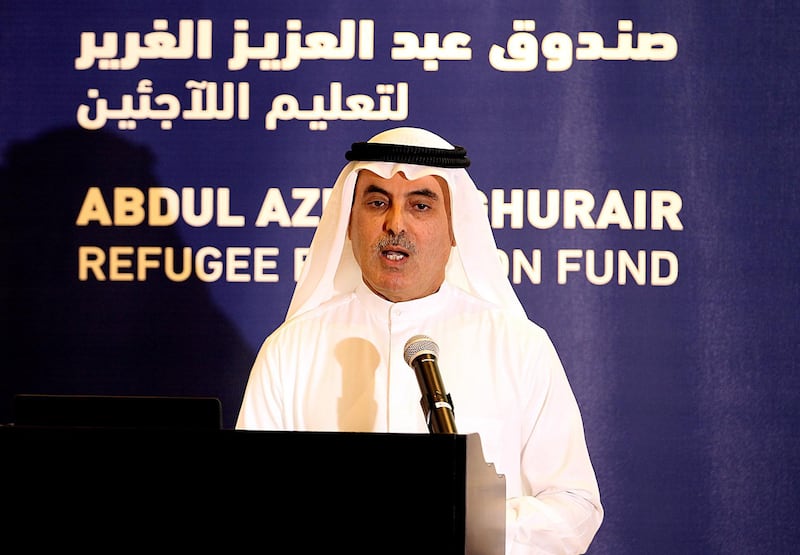 Dubai, September, 17, 2018: Abdul Aziz Al Ghurair, gestures during the Refugee Education Fund Press Conference in Dubai. Satish Kumar for the National/ Story by Patrick Ryan